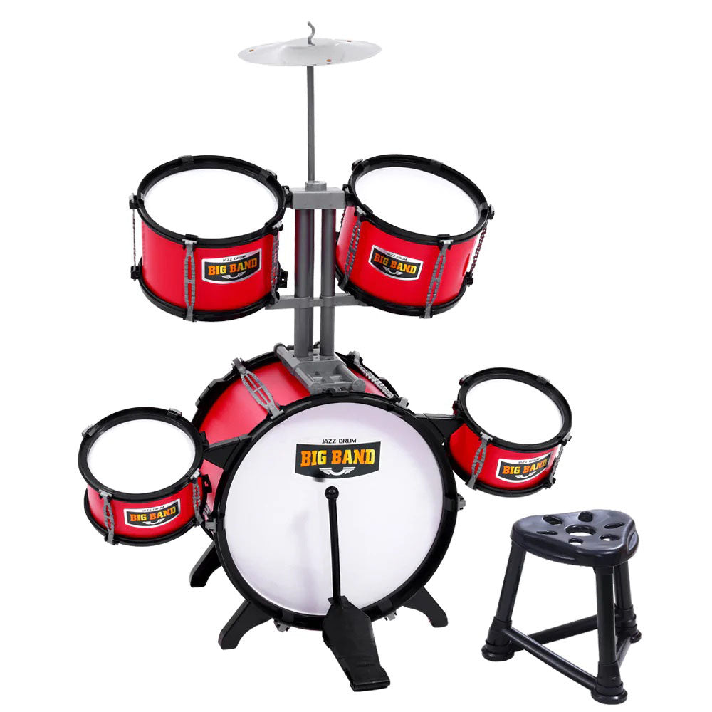 Game drum set with chair, burgundy