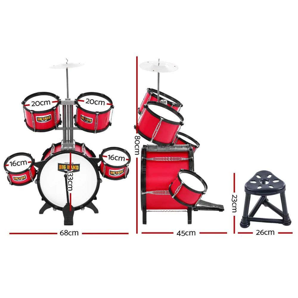 Game drum set with chair, burgundy